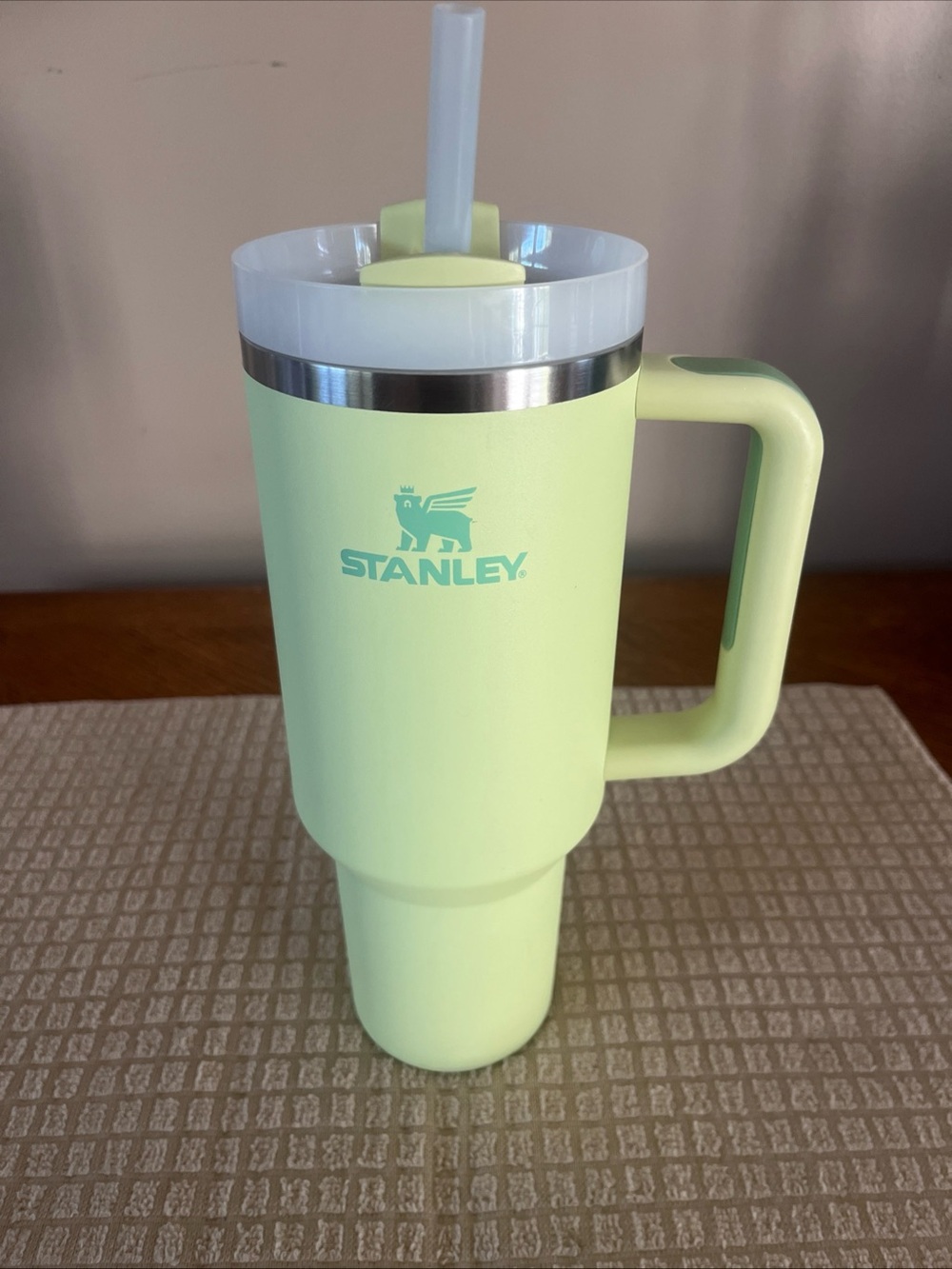 Stanley Light Green Insulated Travel Tumbler with Handle and Straw
